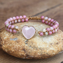 Load image into Gallery viewer, ReforestAustralia™ 4mm Rhodonite Pink Crystal Heart Charm Bracelets (Plants 1 Tree)🌲
